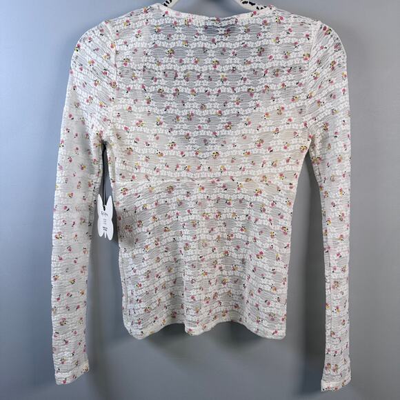 Self Esteem NWT Women's L Long Sleeve Floral Ditsy Tie Front Top - Picture 2 of 8